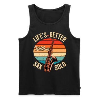 Life's Better with a Sax Solo Saxophonist - Men's Premium Organic Tank Top - black - Front - AI Model Male 178 light (178cm)