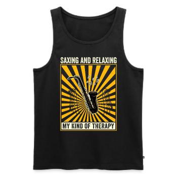 Saxofon Musik - Saxing And Relaxing - Männer Premium Bio Tank Top - Schwarz - Vorne - AI Model Male 178 light (178cm)