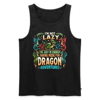 Dragon Adventures - Je ne suis pas paresseux - Dragon Books - Débardeur bio Premium Homme - noir - Devant - Michal (187cm)