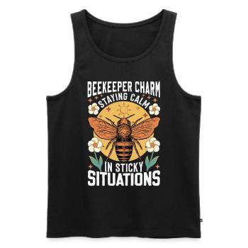 Beekeeper Charm – Sticky Situations - Männer Premium Bio Tank Top - Schwarz - Vorne - AI Model Male 178 light (178cm)