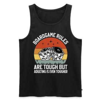 Board Game Rules - But Adulting Is Tougher - Men's Premium Organic Tank Top - black - Front - AI Model Male 178 light (178cm)