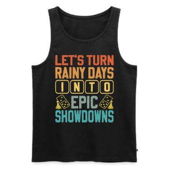 Board Game Saying - Turning Rainy Days Board game - Men's Premium Organic Tank Top - black - Front - AI Model Male 178 light (178cm)