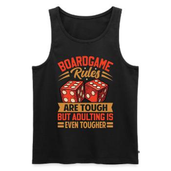Board Game Rules - But Adulting Is Tougher - Men's Premium Organic Tank Top - black - Front - AI Model Male 178 light (178cm)