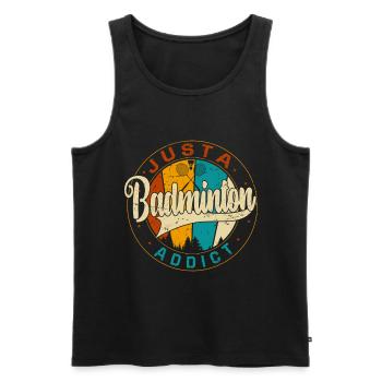 JUST A BADMINTON ADDICT - Retro Vintage - Männer Premium Bio Tank Top - Schwarz - Vorne - Michal (187cm)