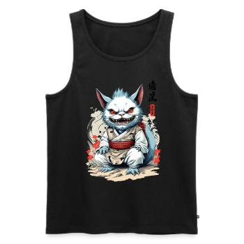 Japonais Yokai Chat Streetwear Esthétique Chats - Débardeur bio Premium Homme - noir - Devant - AI Model Male 178 light (178cm)
