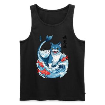 Catfish Japon Chat Esthétique Anime Streetwear - Débardeur bio Premium Homme - noir - Devant - Michal (187cm)