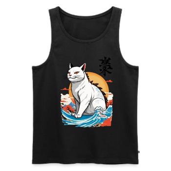 Ukiyo-E Cats Monster Japan Wave Streetwear - Men's Premium Organic Tank Top - black - Front - AI Model Male 178 light (178cm)