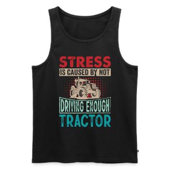 Retro Traktor Erntezeit - Stress Spruch Englisch - Männer Premium Bio Tank Top - Schwarz - Vorne - AI Model Male 178 light (178cm)