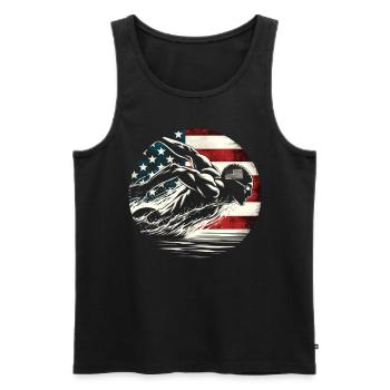 Natation USA Flag Man Swimmer - Natation - Débardeur bio Premium Homme - noir - Devant - Michal (187cm)