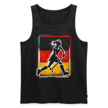 Hockey sur gazon Allemagne Femmes Hockey sur gazon Flag - Débardeur bio Premium Homme - noir - Devant - Michal (187cm)