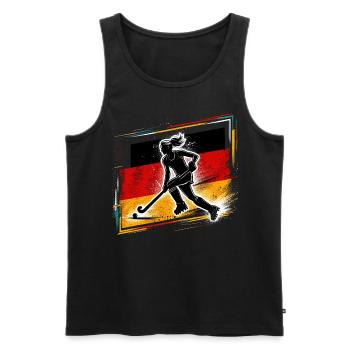 Hockey sur gazon Allemagne Femmes Hockey sur gazon Flag - Débardeur bio Premium Homme - noir - Devant - Michal (187cm)