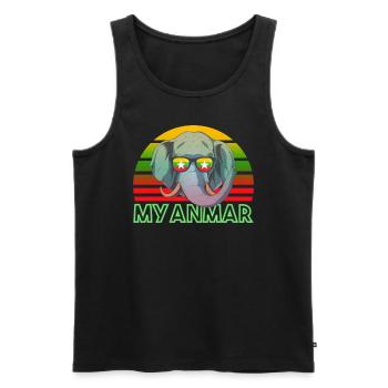 Myanmar - Men's Premium Organic Tank Top - black - Front - AI Model Male 178 light (178cm)