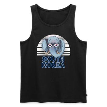 South Korea - Men's Premium Organic Tank Top - black - Front - AI Model Male 178 light (178cm)