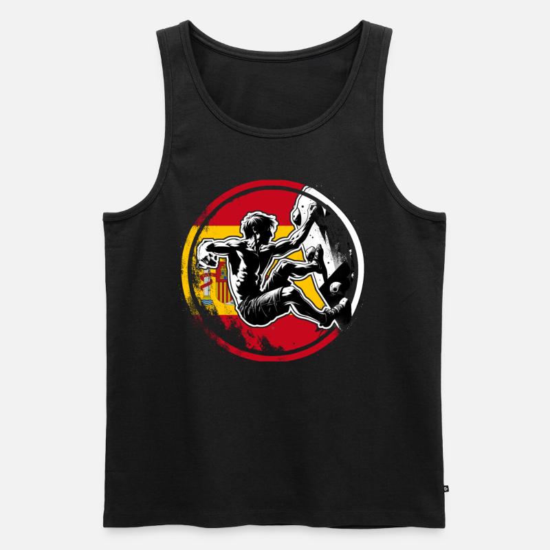 Spain Climber – Distressed Boulderer Climbing - Männer Premium Bio Tank Top - Schwarz