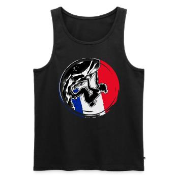 France Climber - Grimpeur de bloc femme - Débardeur bio Premium Homme - noir - Devant - Michal (187cm)