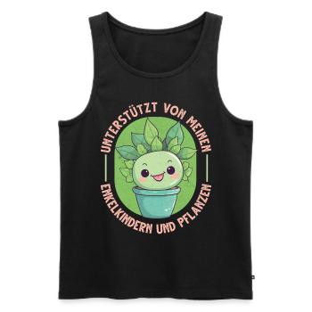 Unterstützt Von Grandchildren And Plants Design - Männer Premium Bio Tank Top - Schwarz - Vorne - Michal (187cm)
