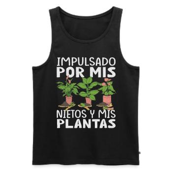 Powered by Grandchildren And Plants Design - Men's Premium Organic Tank Top - black - Front - Michal (187cm)