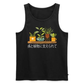 Powered by Grandchildren And Plants Design - Men's Premium Organic Tank Top - black - Front - Michal (187cm)