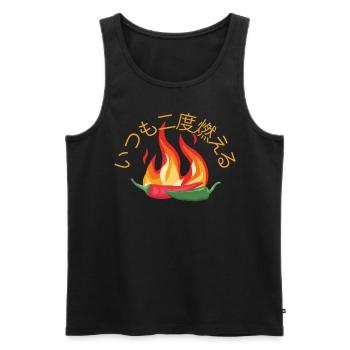 It Always Burns Twice - Chili Cook Hot Sauce - Men's Premium Organic Tank Top - black - Front - AI Model Male 178 light (178cm)