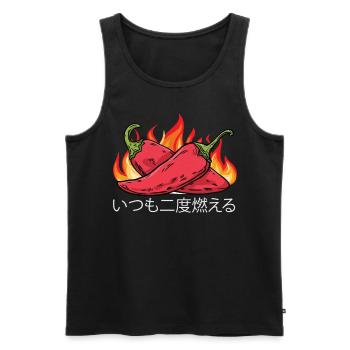 It Always Burns Twice - Chili Cook Hot Sauce - Men's Premium Organic Tank Top - black - Front - AI Model Male 178 light (178cm)