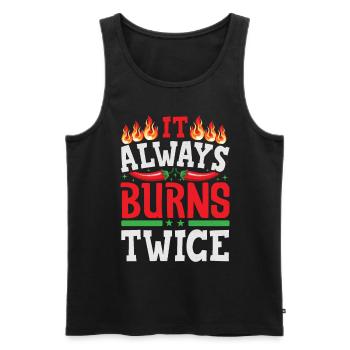It Always Burns Twice - Chili Cook Hot Sauce - Men's Premium Organic Tank Top - black - Front - AI Model Male 178 light (178cm)