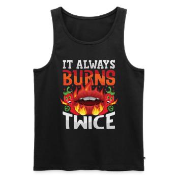 It Always Burns Twice - Chili Cook Hot Sauce - Men's Premium Organic Tank Top - black - Front - AI Model Male 178 light (178cm)