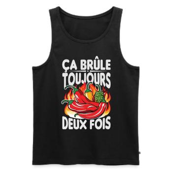 It Always Burns Twice - Chili Cook Hot Sauce - Men's Premium Organic Tank Top - black - Front - AI Model Male 178 light (178cm)