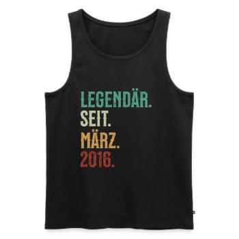 Legendär. Seit. März. 2016. Retro Birthday - Männer Premium Bio Tank Top - Schwarz - Vorne - Michal (187cm)