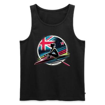 Neuseeländischer Fahnenruder-Männchen-Sculling-Pat - Männer Premium Bio Tank Top - Schwarz - Vorne - AI Model Male 178 light (178cm)
