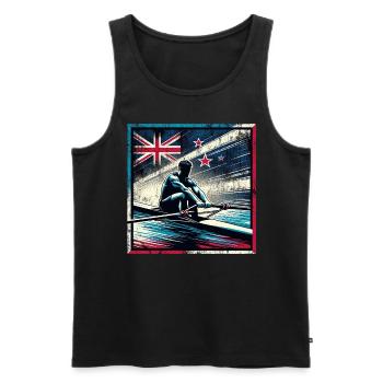 Neuseeländischer Fahnenruder-Männchen-Sculling-Pat - Männer Premium Bio Tank Top - Schwarz - Vorne - AI Model Male 178 light (178cm)