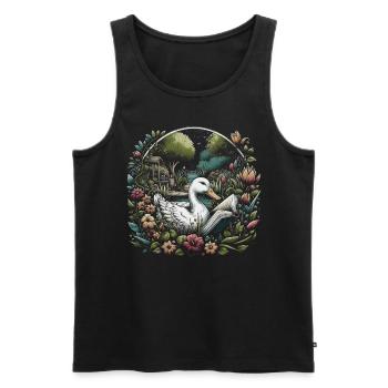 Duck Reading Book – Full Moon Seascape - Men's Premium Organic Tank Top - black - Front - AI Model Male 178 light (178cm)