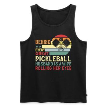 Frau Pickleball Partner Pickleball Paar Liebhaber - Männer Premium Bio Tank Top - Schwarz - Vorne - Michal (187cm)