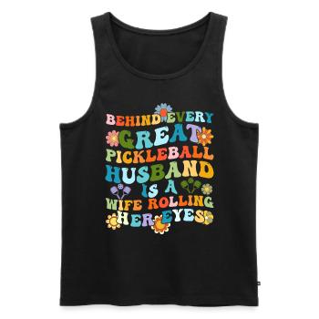 Frau Pickleball Partner Pickleball Paar Liebhaber - Männer Premium Bio Tank Top - Schwarz - Vorne - Michal (187cm)