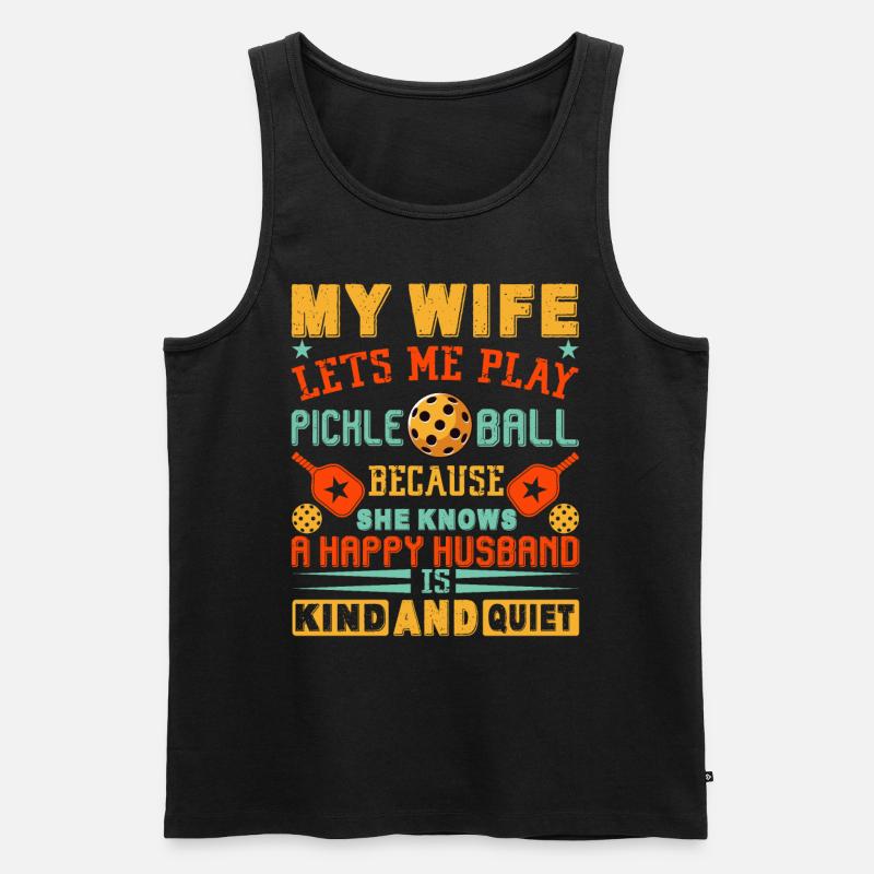 Pickleball-spieler-ehemann Liebt - Männer Premium Bio Tank Top - Schwarz