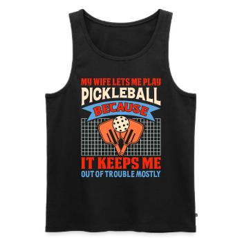 Husband Pickleball Plays Lover Wife Beklei - Men's Premium Organic Tank Top - black - Front - AI Model Male 178 light (178cm)
