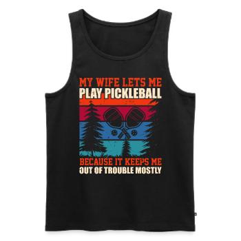Husband Pickleball Plays Lover Wife Beklei - Men's Premium Organic Tank Top - black - Front - AI Model Male 178 light (178cm)