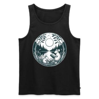Mouse Wilderness Buchlesung Full Moon Lake - Männer Premium Bio Tank Top - Schwarz - Vorne - AI Model Male 178 light (178cm)