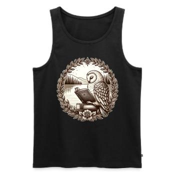 Eulen-Wildnis-Buch, das See-Landschaft liest - Männer Premium Bio Tank Top - Schwarz - Vorne - AI Model Male 178 light (178cm)
