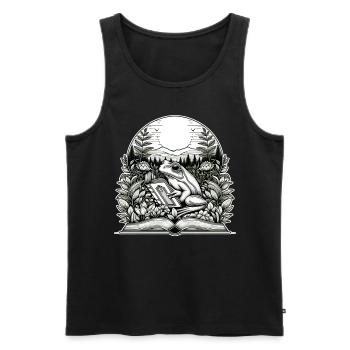 Frog Wilderness Book Reading Full Moon Lake - Men's Premium Organic Tank Top - black - Front - AI Model Male 178 light (178cm)