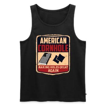 4 juillet Corn Hole Indépendance américaine - Débardeur bio Premium Homme - noir - Devant - AI Model Male 178 light (178cm)