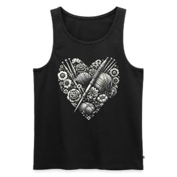 Häkeln Crochet Crocheter Yarn Cool Heart - Men's Premium Organic Tank Top - black - Front - AI Model Male 178 light (178cm)