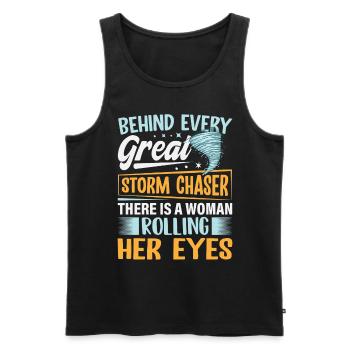 Tornado Hunter Wife Rolling Eyes Hurricane - Men's Premium Organic Tank Top - black - Front - AI Model Male 178 light (178cm)