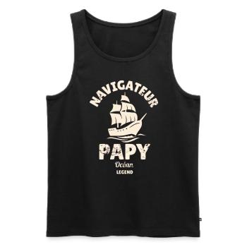Papy navigateur ! - Débardeur bio Premium Homme - noir - Devant - AI Model Male 178 light (178cm)