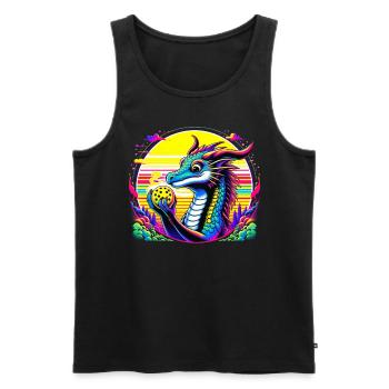 Pickleball-Enthusiast, Drachenliebhaber, Paddelspo - Männer Premium Bio Tank Top - Schwarz - Vorne - Michal (187cm)