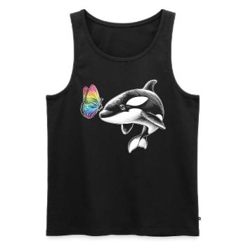 Orca-wal-schmetterlinge-tier-blumenillustration - Männer Premium Bio Tank Top - Schwarz - Vorne - Michal (187cm)