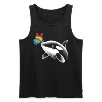 Orca Wal Schmetterlinge Tier Blumen Illustration - Männer Premium Bio Tank Top - Schwarz - Vorne - Michal (187cm)
