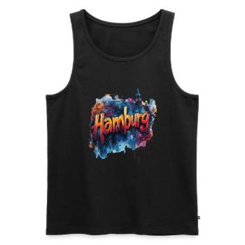 Hamburg - Männer Premium Bio Tank Top - Schwarz - Vorne - Michal (187cm)