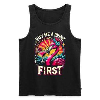 Rosa Flamingo-sommeroutfit Für Getränkeliebhaber - Männer Premium Bio Tank Top - Schwarz - Vorne - Michal (187cm)