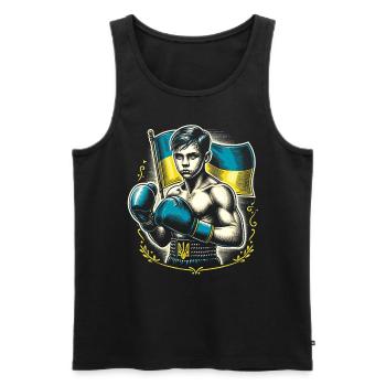 Boxeur ukrainien Boxeur patriotique - Débardeur bio Premium Homme - noir - Devant - AI Model Male 178 light (178cm)