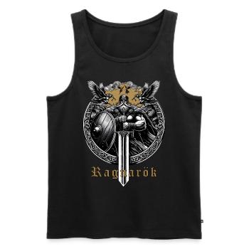 Ragnarök - Viking Warrior in Epic Norse Apocalypse - Men's Premium Organic Tank Top - black - Front - Michal (187cm)